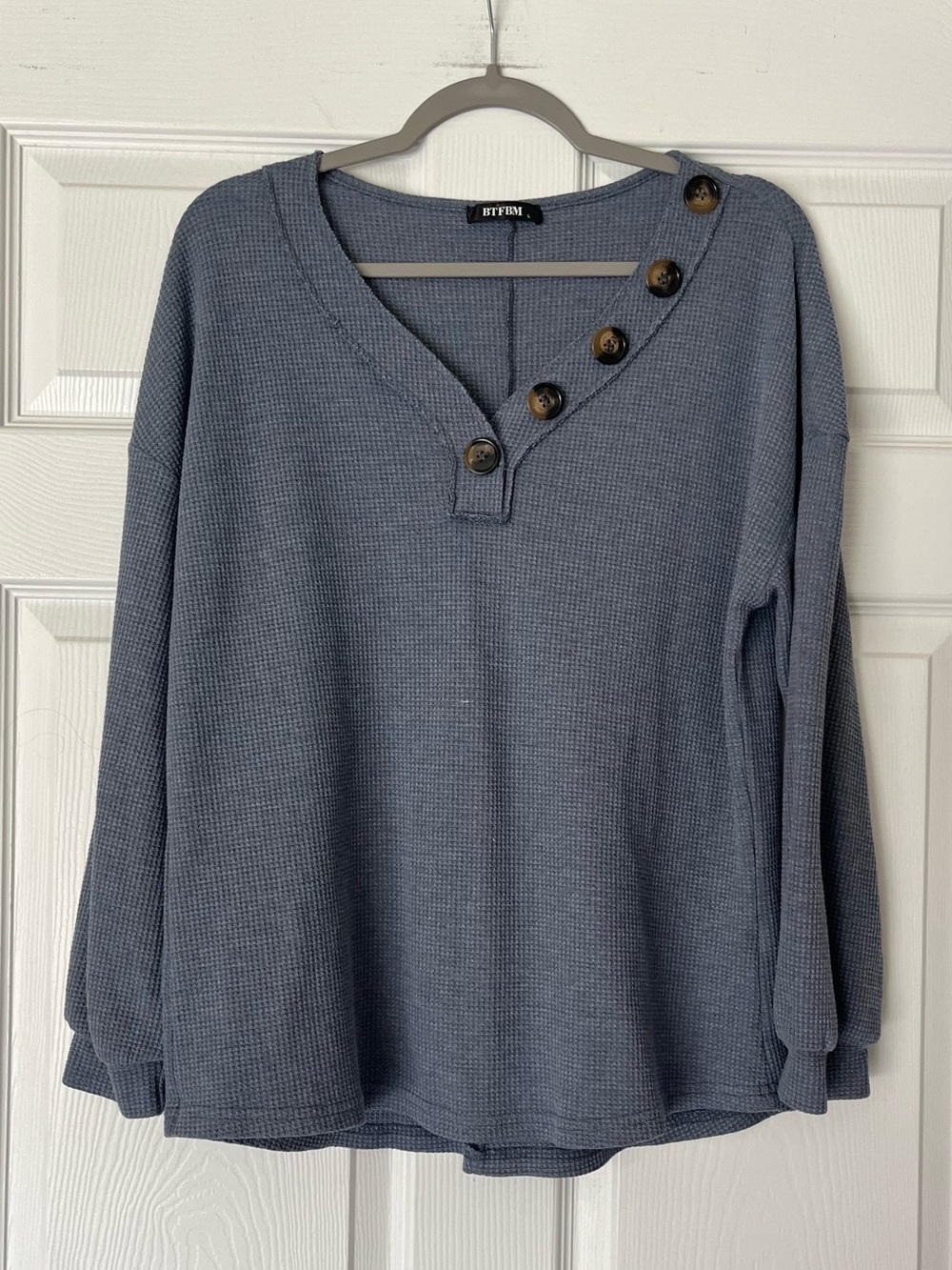 BTFBM V-Neck Waffle Knit Sweater